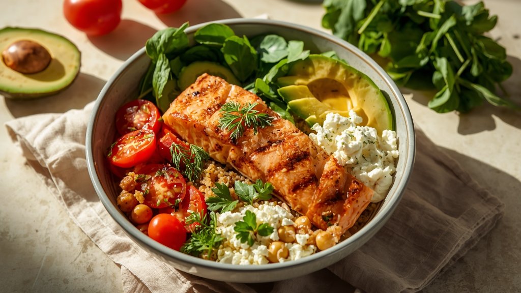Mediterranean zalm & quinoa bowl